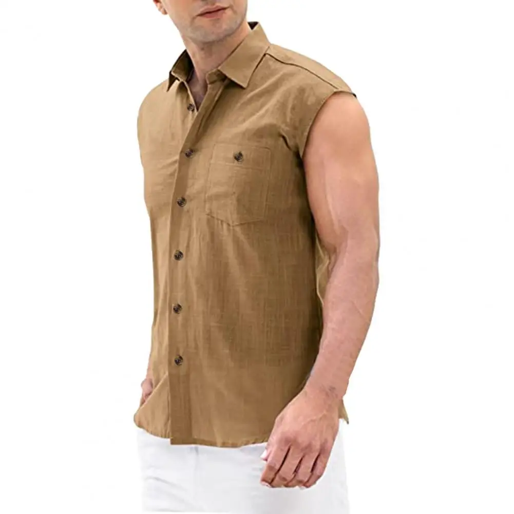 

Terrific Men Top Sleeveless Simple Summer Shirt Colorfast Summer Top