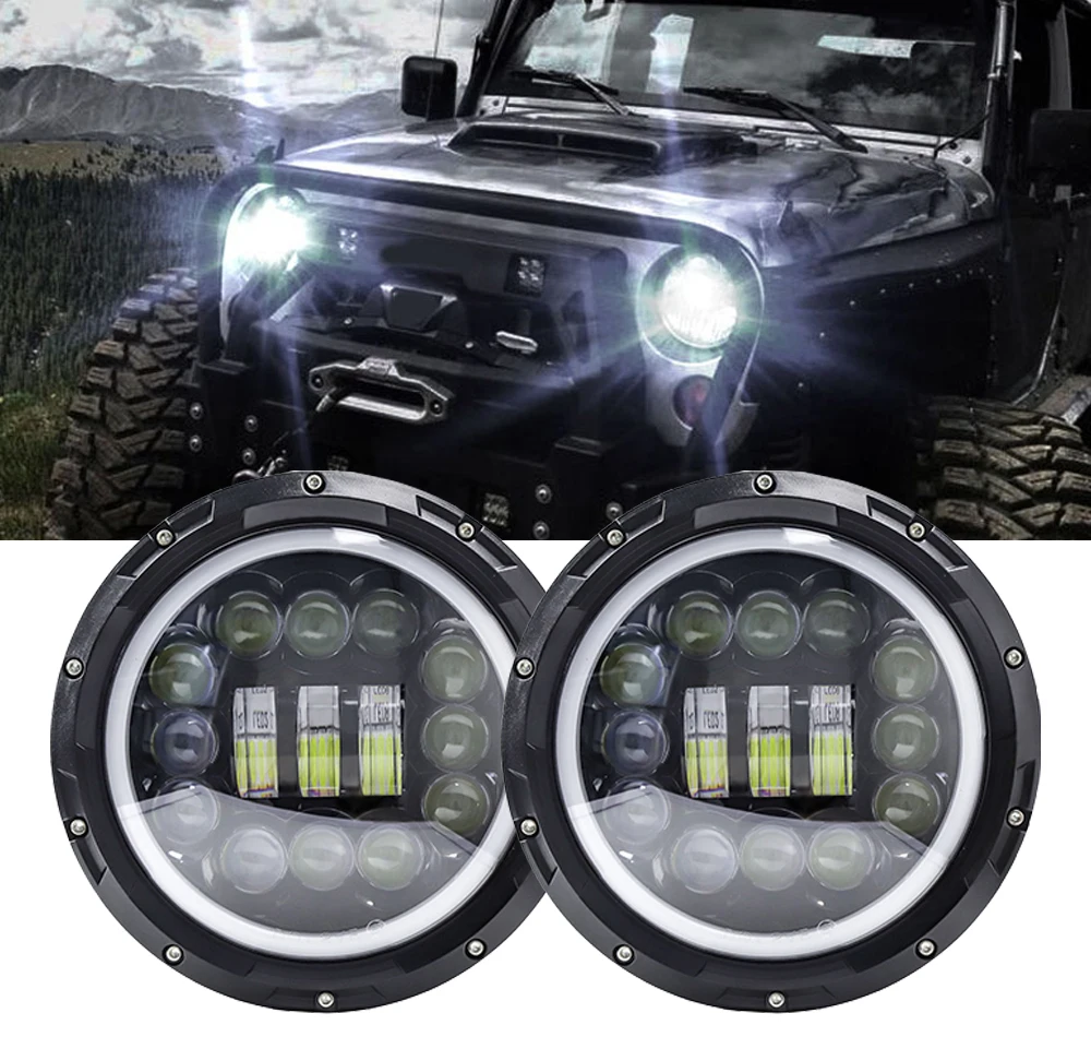 

Передние фары головного света, 7 дюймов, 1 пара, противотуманные фары дальнего/ближнего света, ДХО, 60 Вт, для Jeep Wrangler, Lada Niva, Urban, для внедорожников, указателей поворота