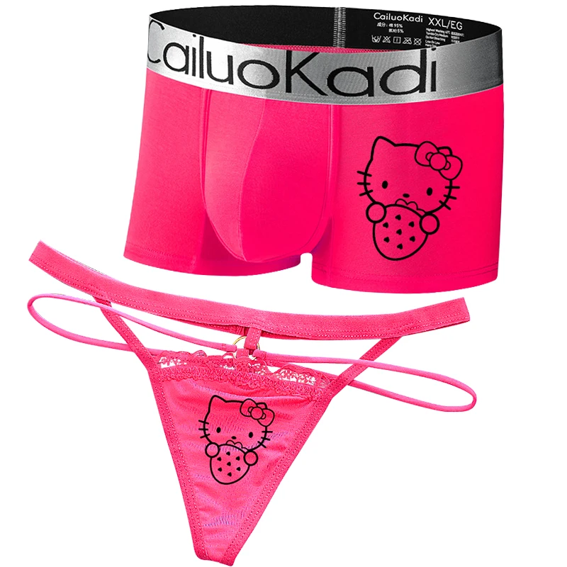 

Kawaii Hello Kitty Couple Underwear Cute Cartoon Women Thongs Fun Sexy Underwear Thin Strap Wild Hip Exposed Women Accessories