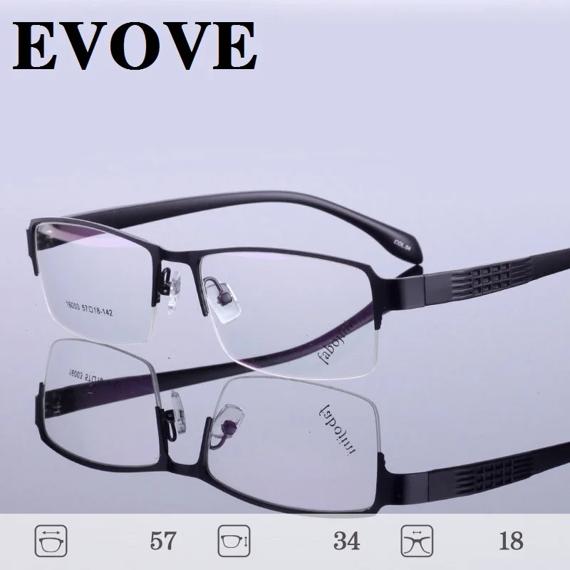 

Evove 150mm Eyeglasses Frames Male Semi Rimless Myopia Glasses Men Anti Blue Ray Oversized Big Spectacles -150 200 Prescription