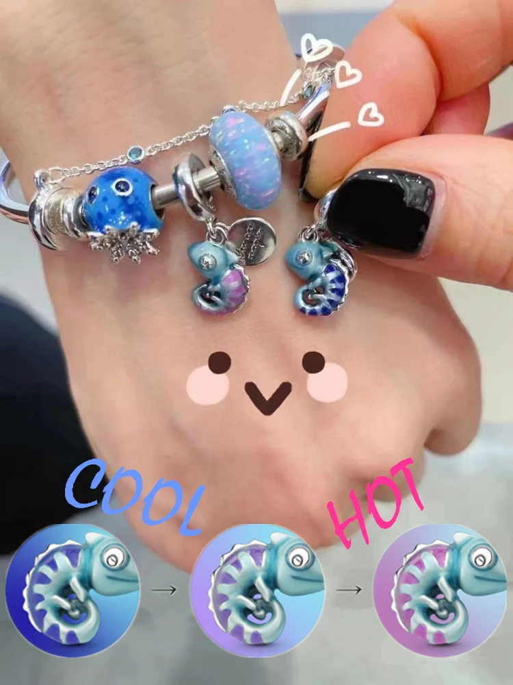 Женский браслет Хамелеон из муранского стекла серебра 925 пробы | Украшения и