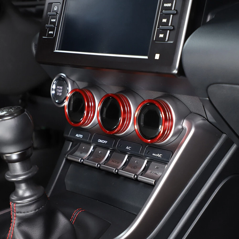 

Brand New High Quality New Style Knob Trim Ring Knob Trim Ring 3Pcs/Set AC Knob Alloy Ring Center Console Durable