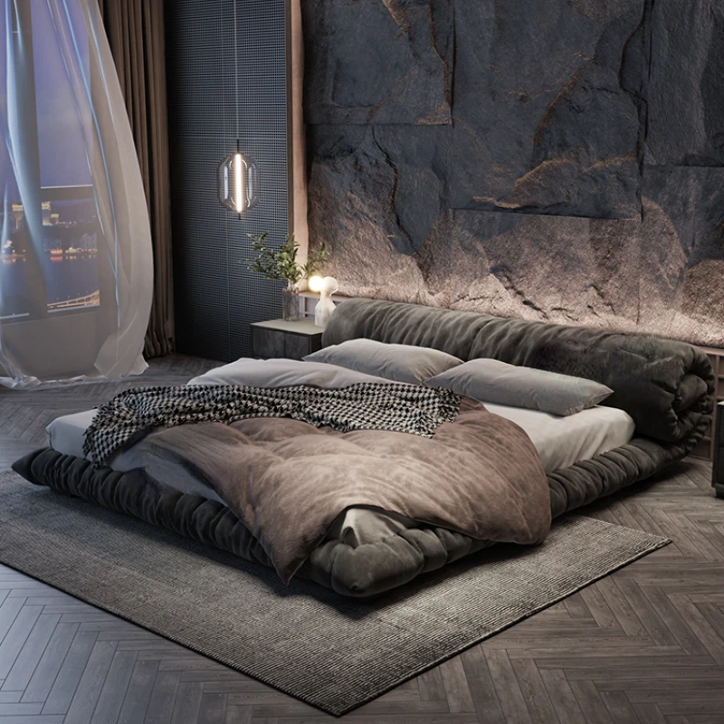 

Master Bedroom Designer Modern Minimalist Double Italian Online Sensation Flower Scroll Pack Floor Bed