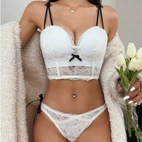 sexy lingerie set with push up bra and panty sets for women white lace underwear korean bras lenceria femenina bielizna damska
