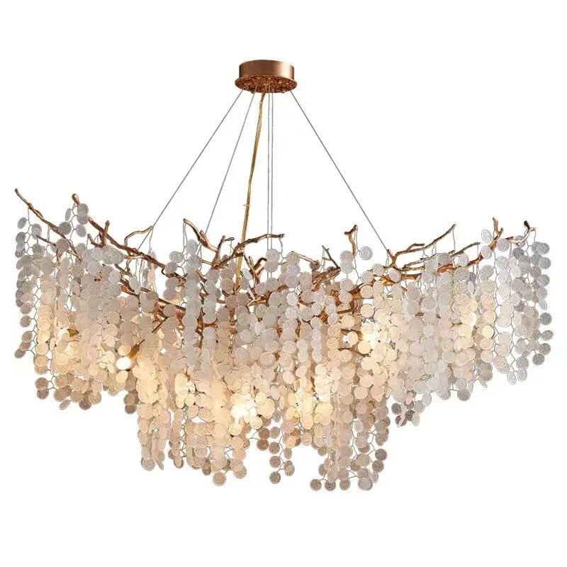 

Luxury Grapes Crystal Led Chandelier Lighting Golden Copper Lampshade G9 Hanging Lamp Deco Fixtures For Living Room Bedroom