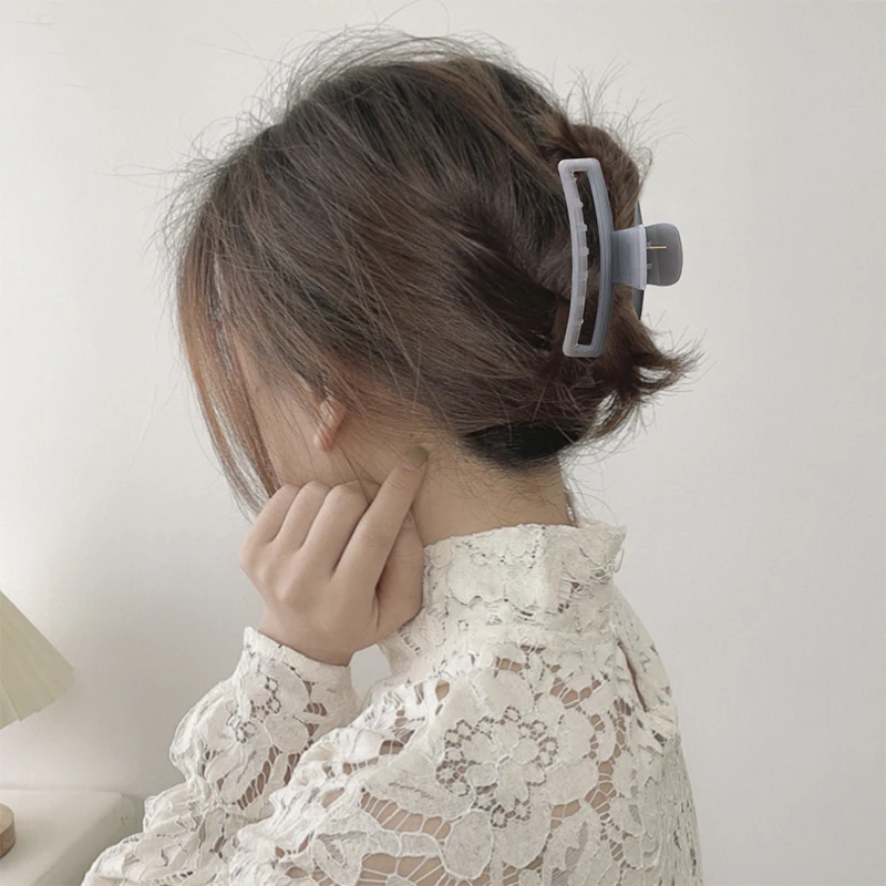

French Temperament Jelly Color Plate Hair Clip Hollow Rectangle Hair Clip Transparent Large Size Shark Clip DIY Hair Accessories