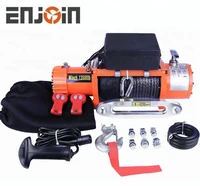 enjoin 1 electric winch 13500 lbs 12v with cable or strap 4x4 recovery off road winch