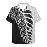 2022 new casual business polynesian mens shirts for men turn down collar short sleeve tribal tattoos slim fashion tops camisa