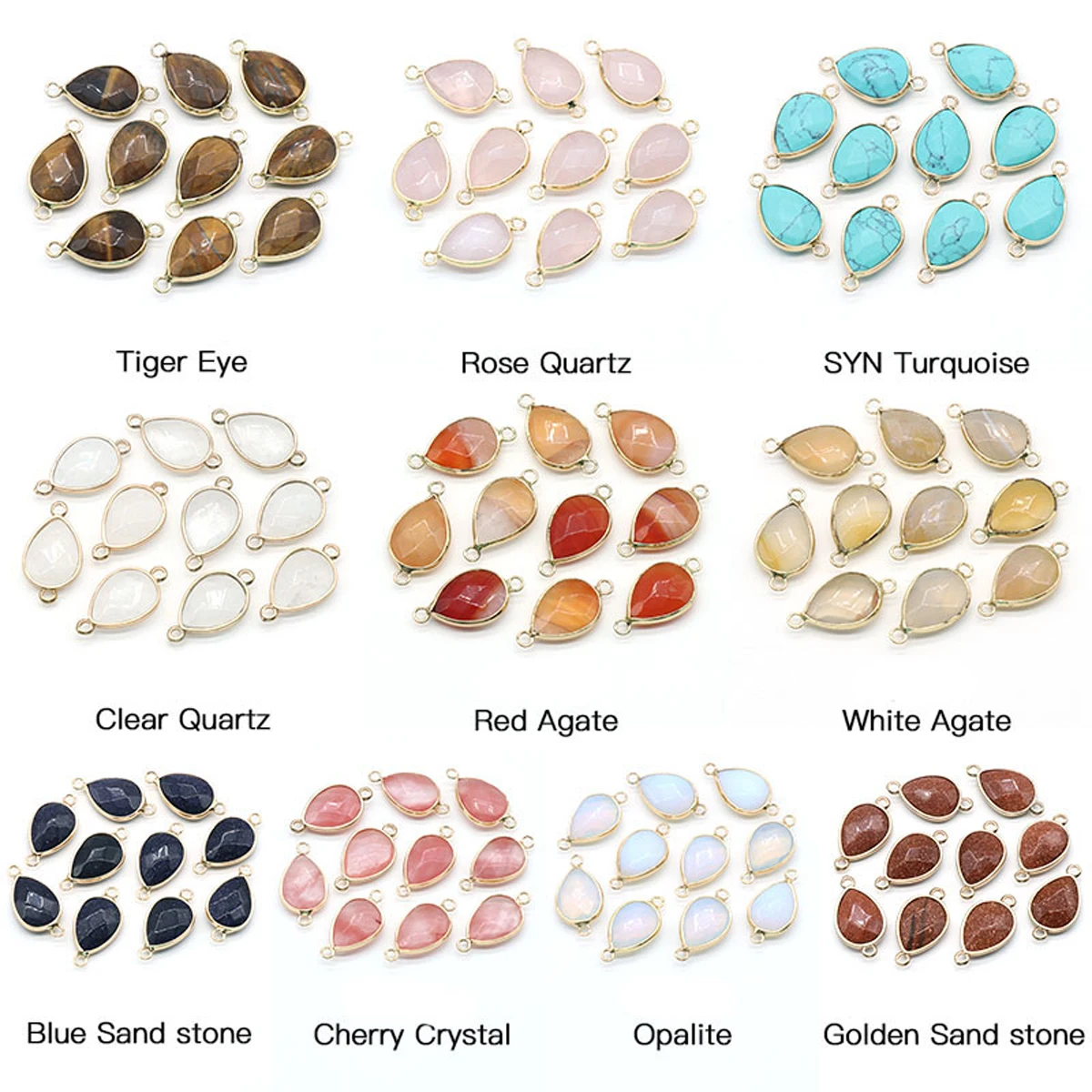 

Natural Stone Water Drop Shape Connector Gemstone Exquisite Charms for Jewelry Making Diy Boutique Bracelet Necklace Accessories