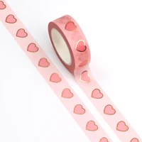 2022 new 10pcslot 15mm10m decorative gold foil pink hearts washi tape scrapbooking masking tape office mask washi tape
