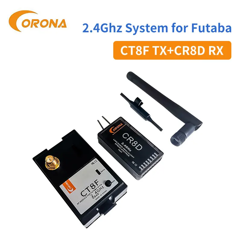 

Corona 2.4Ghz Futaba/ HiTec WFLY Module Tx Rx Combo Kit CR8D CT8F (V2 DSSS) Convert to 2.4Ghz System RC Toy Model Transmitter