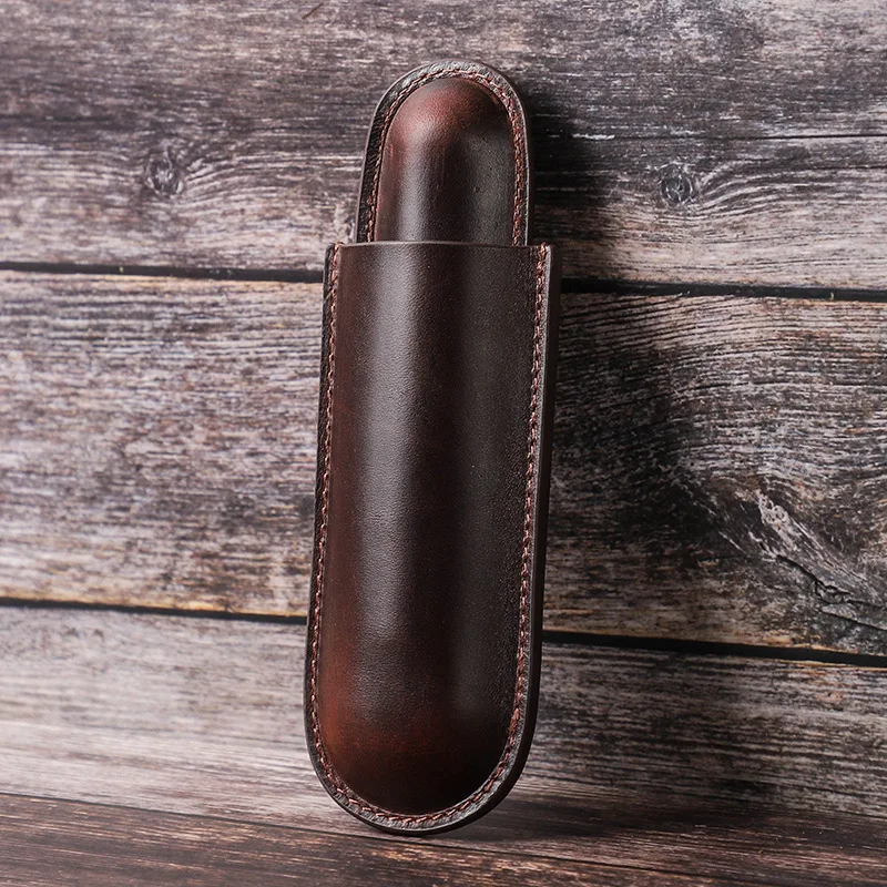Кожаный чехол для сигар 1-трубный держатель мини-хьюмидор дорожная коробка