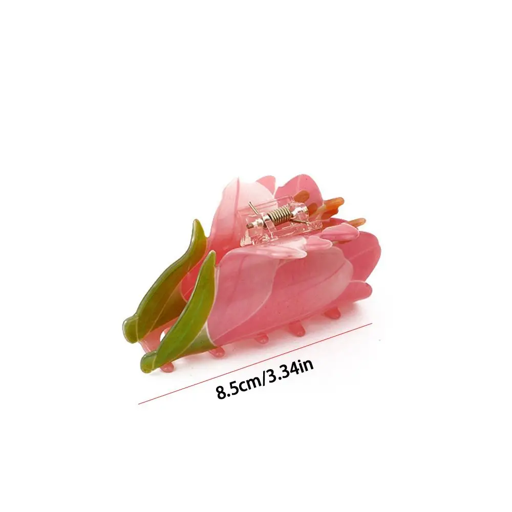 Зажим ярких цветов розовый тюльпан астронавт пластиковый коготь для волос
