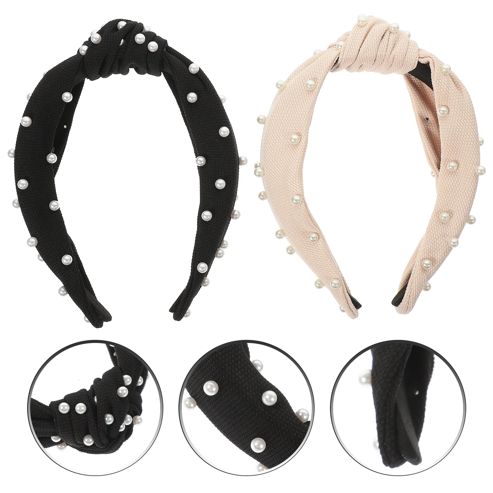 

2 Pcs Decorate Knotted Headbands Women Wide Headdress Girls Hair Ties Decorative Pearl