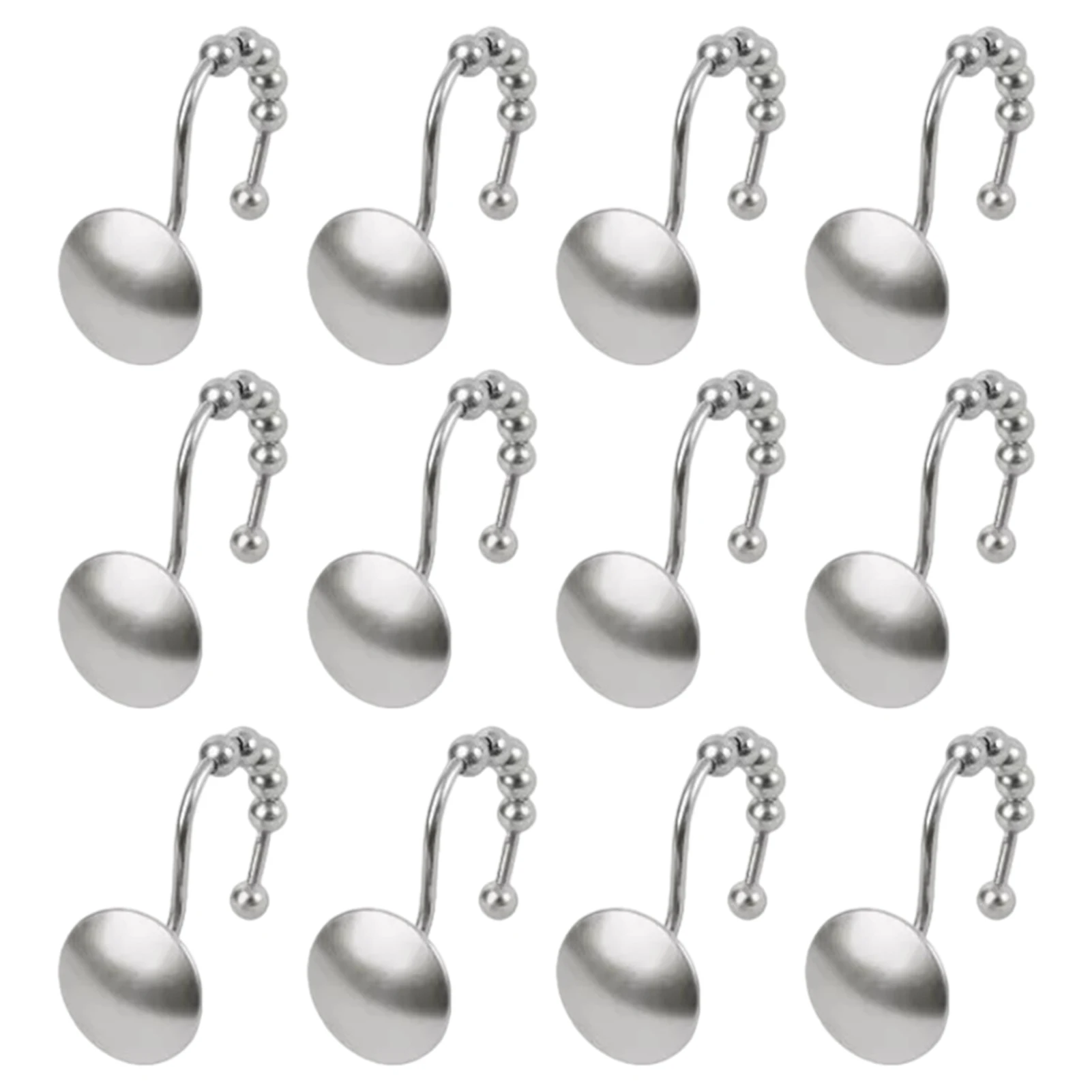 

12pcs Rings Polished Luxury Modern With Glide Rollers Dressing Room Rust-resistant Shower Curtain Hooks For Bathroom Rod Firm