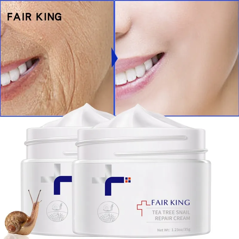 

2PCS Tea Tree Snail Essence Face Cream Anti-aging Moisturizer Nourishing Collagen Essence Skin Care Hyaluronic Acid Face Cream