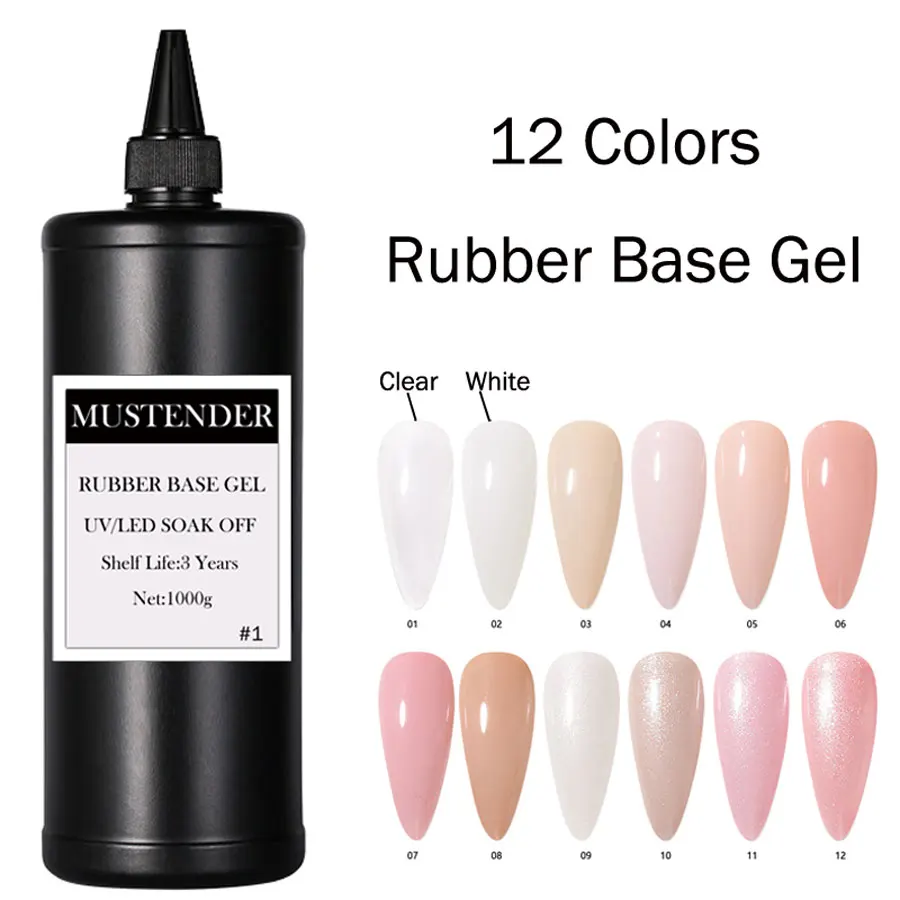 1000ml Glitter Rubber Base Gel Camouflage Color Refill Beige Milky Pink White Shimmer Shinny Base Coat Nail Art Tools Manicure