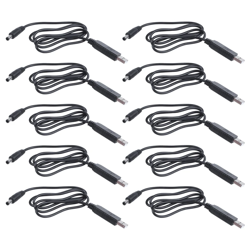 

10X USB DC 5V to DC 12V 2.1mm x 5.5mm Module Converter DC Barrel Male Connector Jack Power Cable Plug,1M (5V to DC 12V)