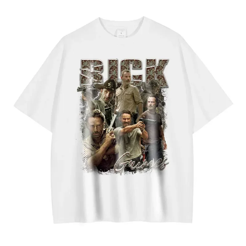 Футболка с изображением Рика гримса винтажная потертая старая школа Ходячие