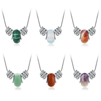colorful natural stone beaded necklaces for women stainless steel rope clavicle chain abacus bead necklace anniversary jewelry