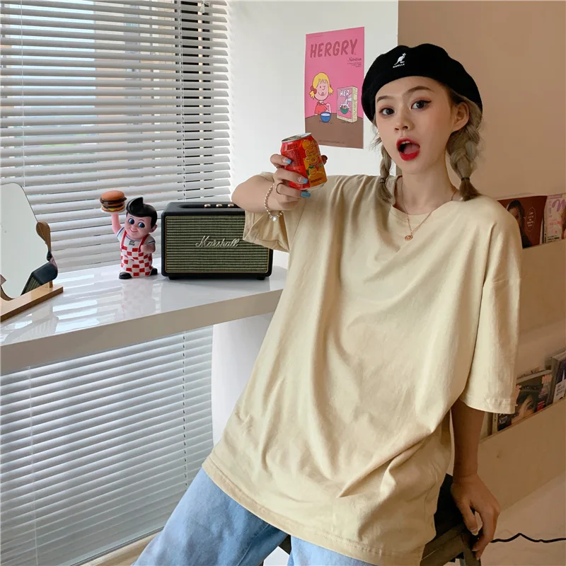 

2021 NEW FASHION WOMEN Women's T-Shirt Solid Color Round Neck Top Five-point Sleeve Bottoming Shirt 2022