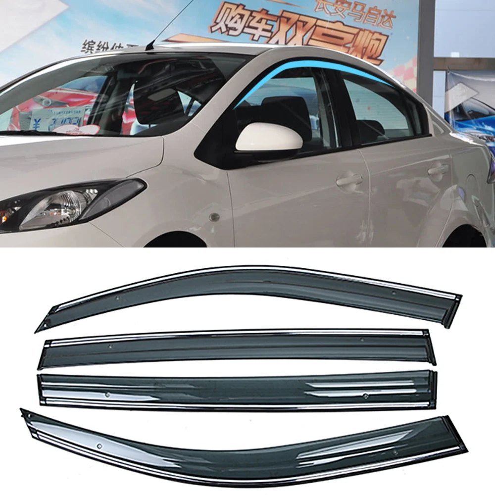

For MAZDA 2 Sedan 2008 2009 2010 Car Window Sun Rain Shade Visors Shield Shelter Protector Cover Trim Frame Stickers Accessories