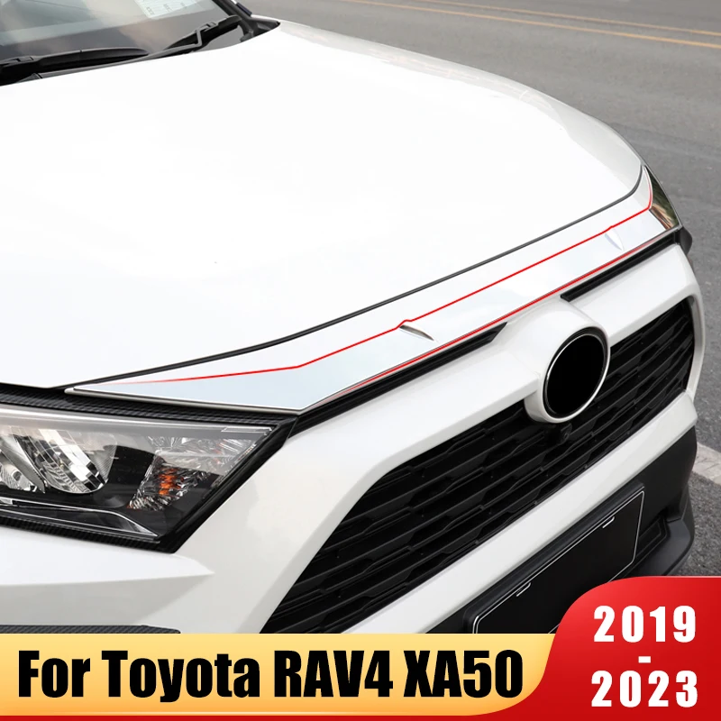 

For Toyota RAV4 2019 2020 2021 2022 2023 RAV 4 XA50 ABS Chrome Front Hood Bonnet Grill Lip Molding Cover Strips Trim Accessories