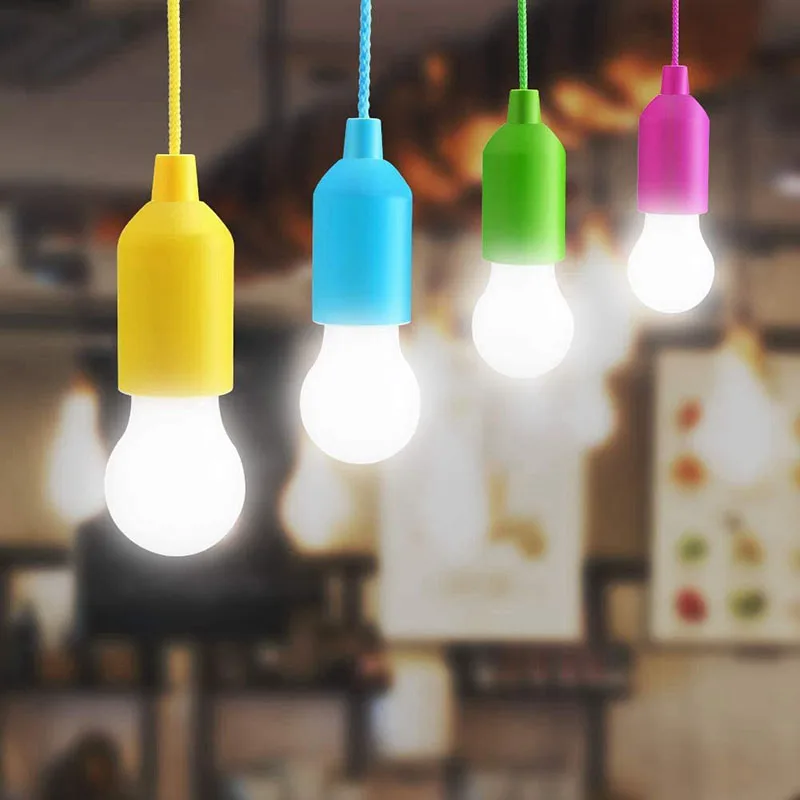 

Battery Powered Led Hanging Light Colorful Outdoor Bbq Parties Lamp Drawstring Light Garden Pull Cord Bulbs Portable Night Light