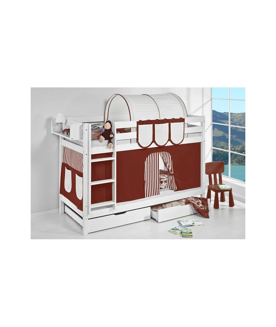 BLUEBELL wood bunk-White-90x190-no extra bed-no drawers-Blue | Beds