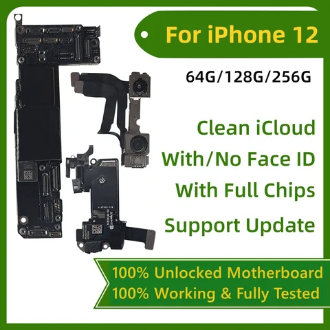 100% рабочая разблокированная чистая iCloud для iphone 12 Pro max, материнская плата с поддержкой Face ID, обновление для iphone 12 mini, материнская плата