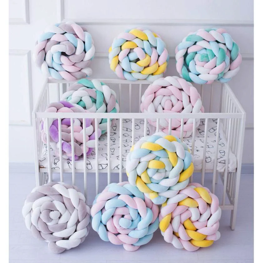 

1M/1.5M/2M/3M Baby Bumper Bed Braid Knot Pillow Cushion Bumper for Infant Bebe Crib Protector Cot Bumper Room Deco Bed Braid