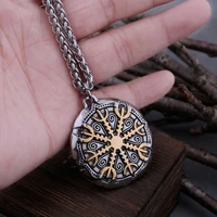 vintage viking vegvisir gold rune necklace men never fade compass stainless steel pendant necklace jewelry boyfriend gifts