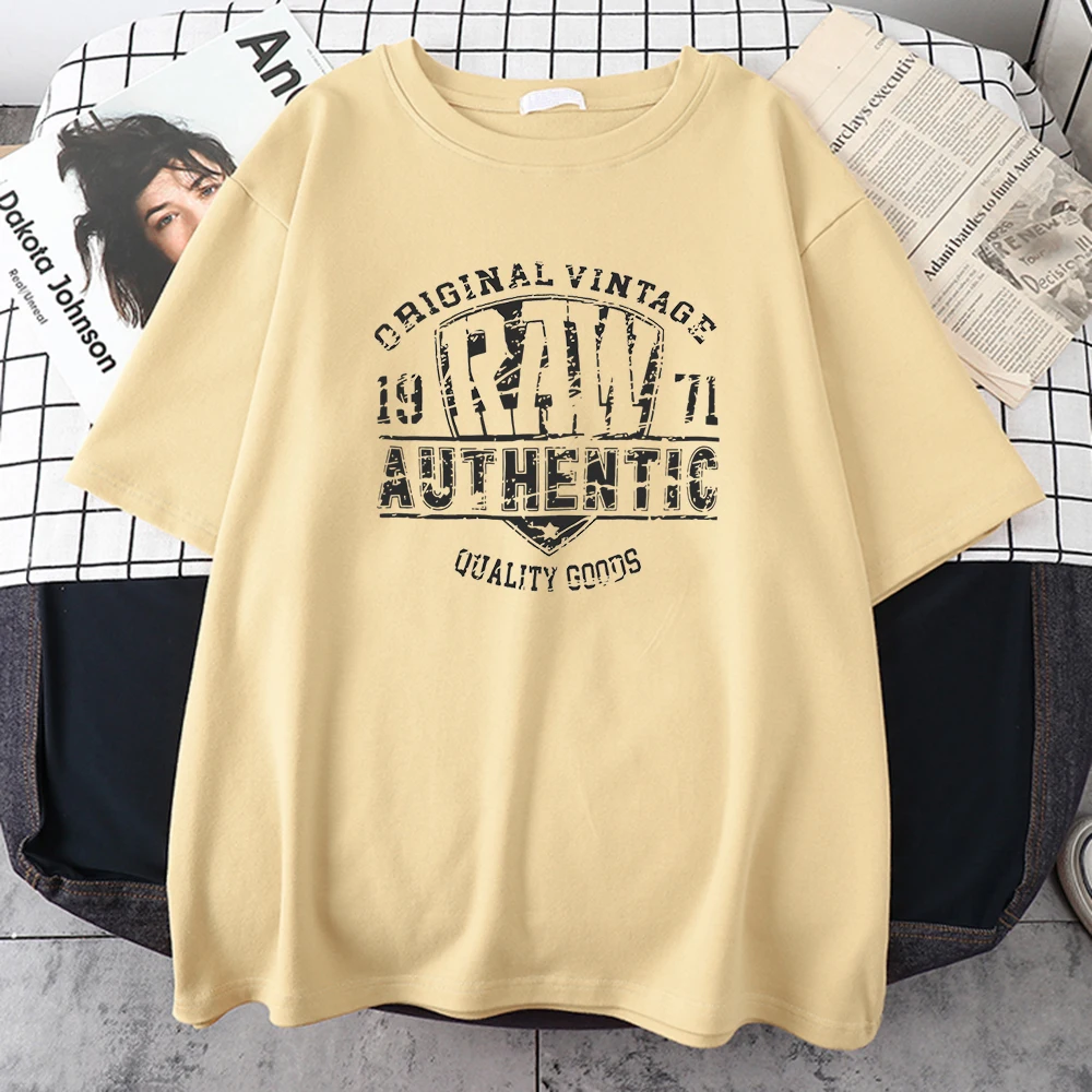 

Original Vintage 1971 Raw Authentic T-Shirt Male Casual Soft Tee Shirts Hip Hop Harajuku Clothing Street Summer Short Sleeve