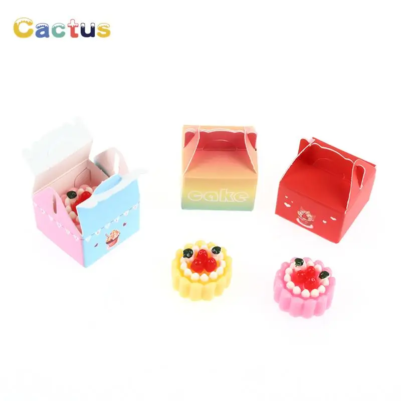 

1 Набор 1:12 миниатюрный милый кукольный домик, фруктовый торт с мини-ящиком для торта, модель кухни, десертный магазин, декоративная игрушка