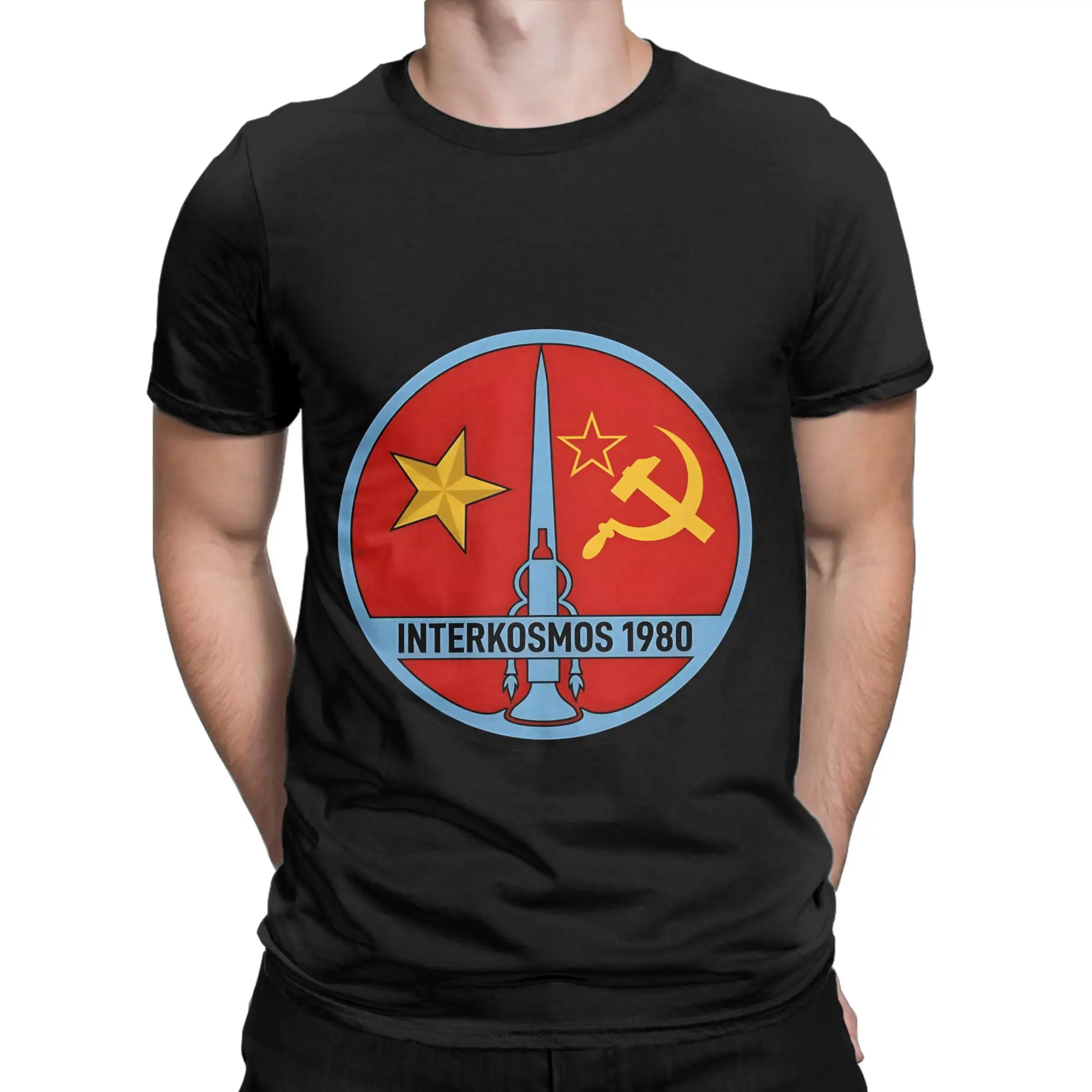 Футболка из 100% хлопка с эмблемой советской космической миссии Interkosmos 1980, футболки Interkosmos, топы для мужчин (art.: 3920dba772403) - 3920dba772403
