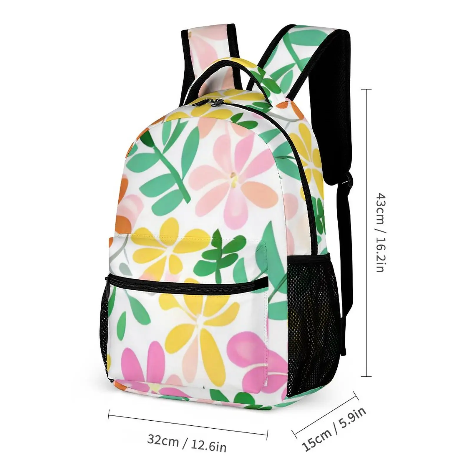 3PCS/Set Backbags for Travel Schoolbag Lunch Bag Pencil Case Floral Backpack with Hands-Free Umbrella Mochila
