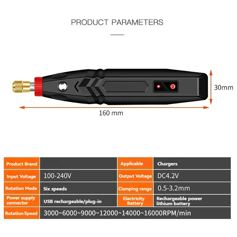 Беспроводная электрическая дрель 3000-16000r 4 2 в миниатюрная шлифовальная машинка