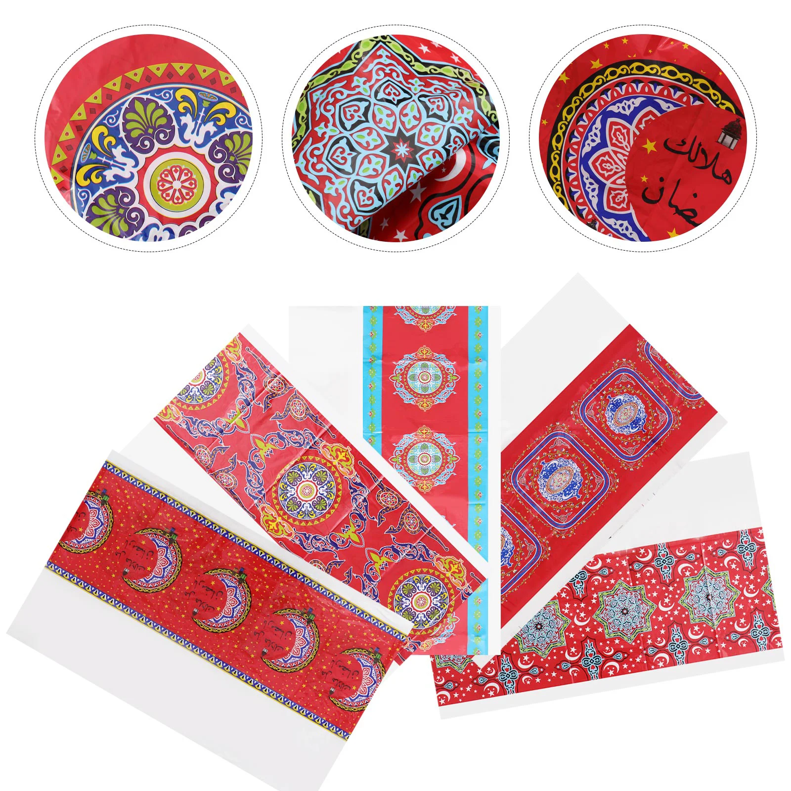 

5Pcs Festival Tablecloth Muslim Layout Decor Decorative Tablecloth Creative Table Covers for Decor