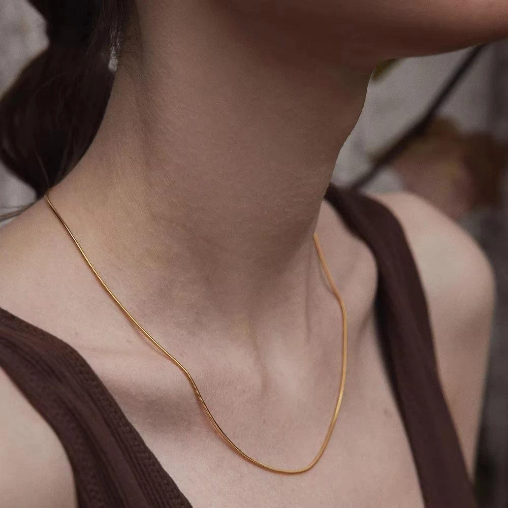 ASON 1 шт./лот позолоченная круглая змеиная цепочка из нержавеющей стали веревочная