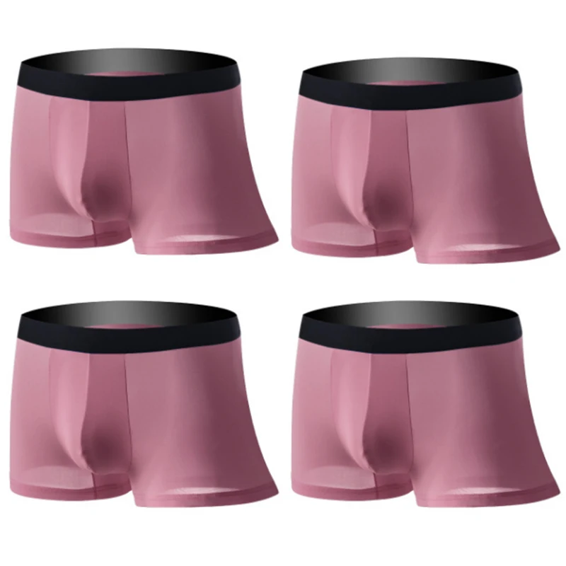 3Pcs/Lot New Men's Red Underwear Large Size High-Quality Cotton Fiber Ice Silk Men's Pink Boxers Men's Light Red Underwear Male