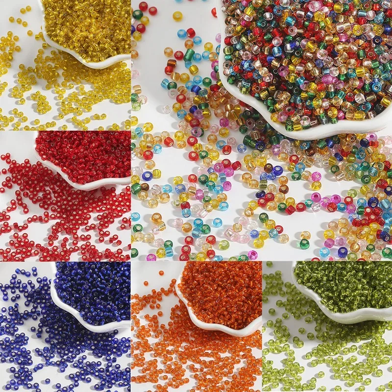 

2 \ 3 \ 4mm Transparent Silver Filled Glass Rice Beads Are Used To Make Jewelry Charm Bracelets And Hand DIY Accessories