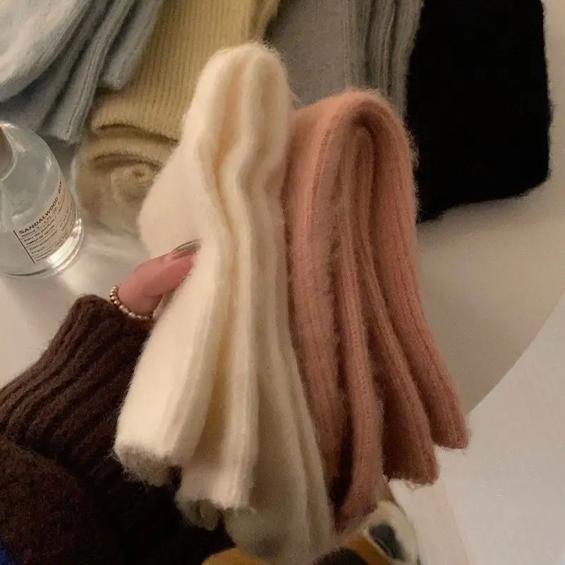

Winter plush socks sleep socks autumn and winter solid color thickened furry month socks floor socks women