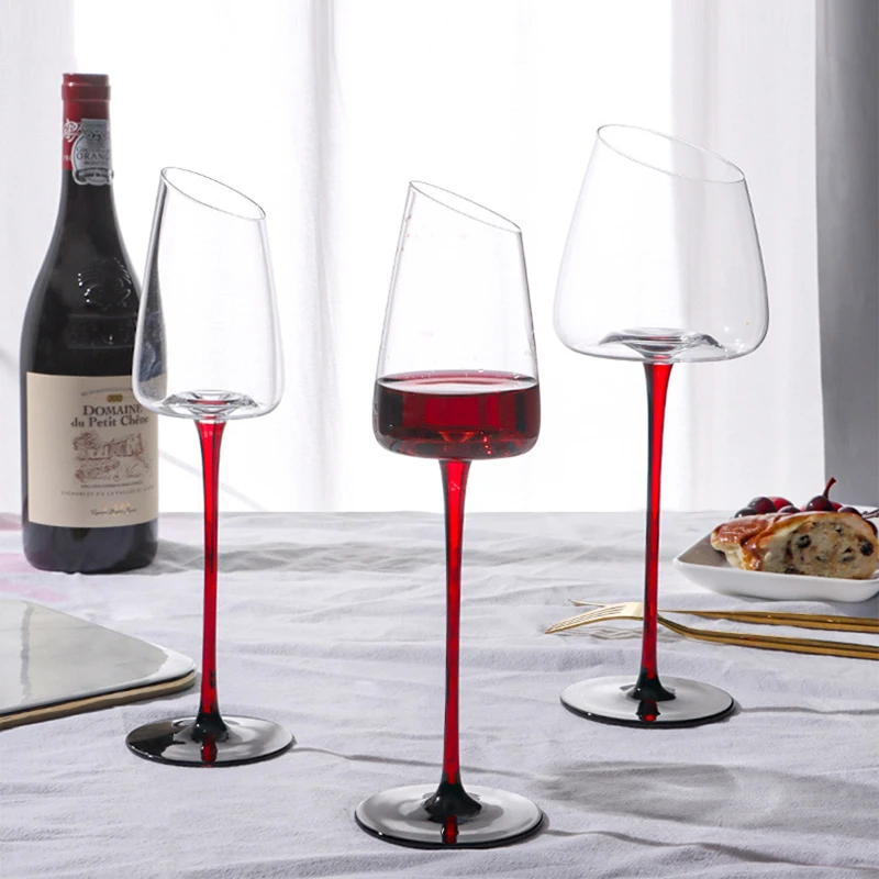 

Европейский роскошный высококачественный черный бокал с бантом с косой горловиной бокал для красного вина бокал из хрустального стекла до...