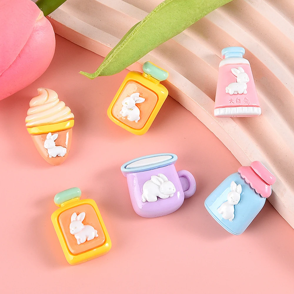 

10PCS Rabbit Bathing Products Series Resin Flat Back Cabochons For Hairpin Scrapbooking DIY Jewelry Craft Decoration Accessories