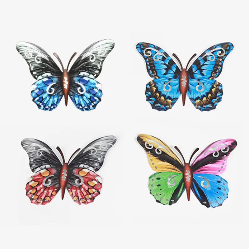 

Wrought Iron Home Craft Gifts Colorful Butterfly Pendant Wall Hanging Decorations Living Room Bedroom Kitchen Bar Decorations