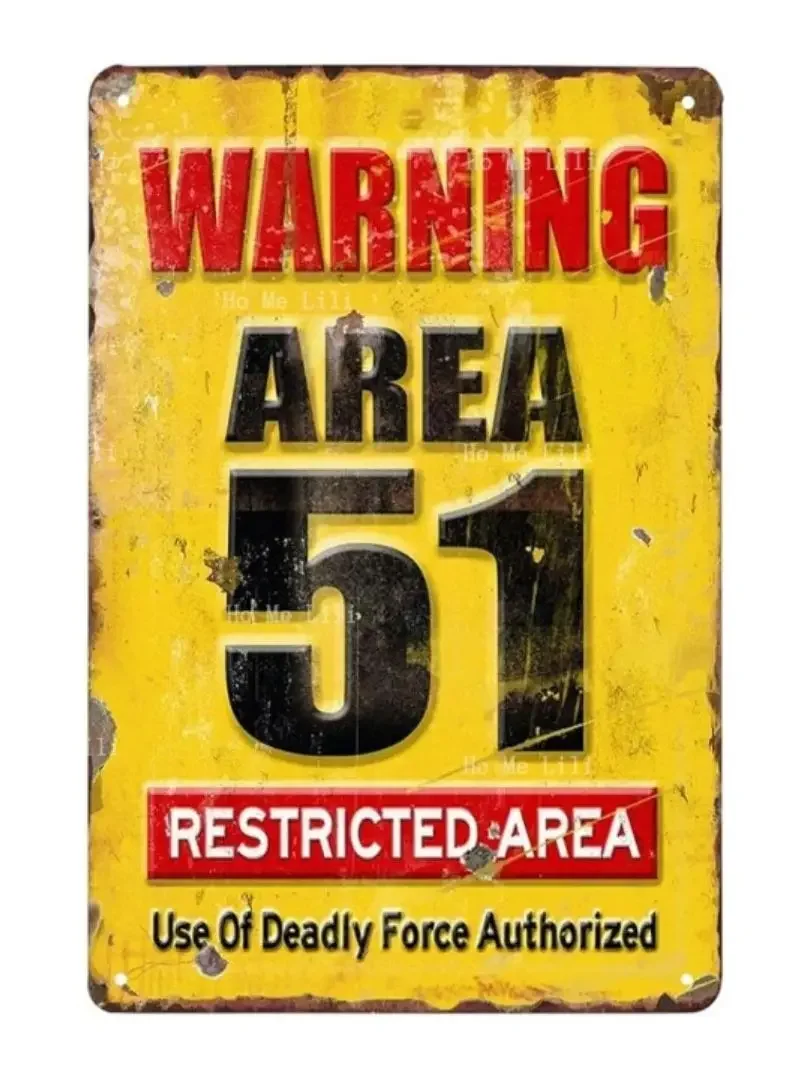 Area 51 No Trespassing Военный Ретро Винтаж Металлическая Оловянная Вывеска Кофе-бар