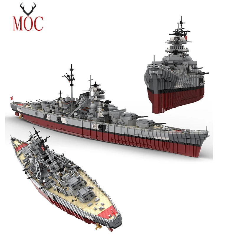 

MOC War FishingBoat Вторая мировая война немецкий Бисмарк линкор круизер креативное оружие строительные блоки модель детские игрушки DIY подарок