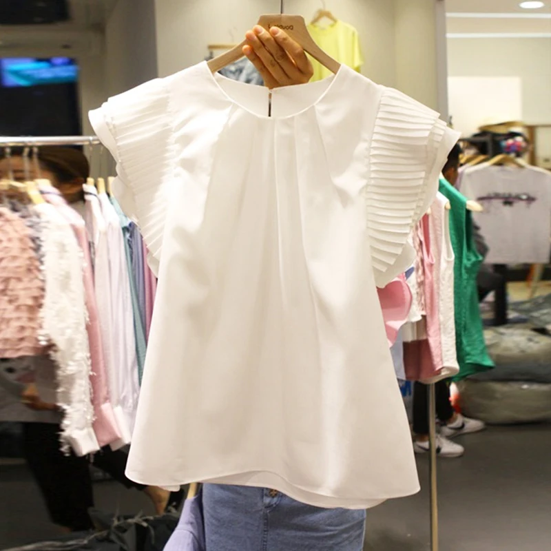

2022 golf summer new design sense niche sweet retro ruffled shirt women's top