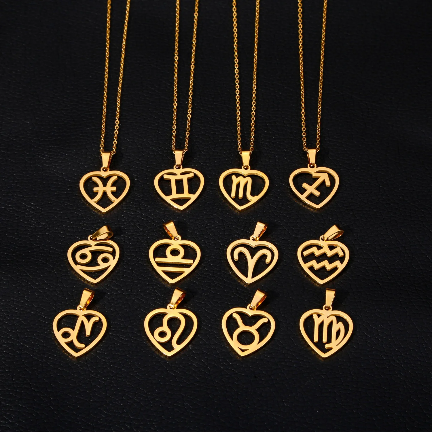 

Zodiac Signs Heart Shaped Stainless Steel Necklace