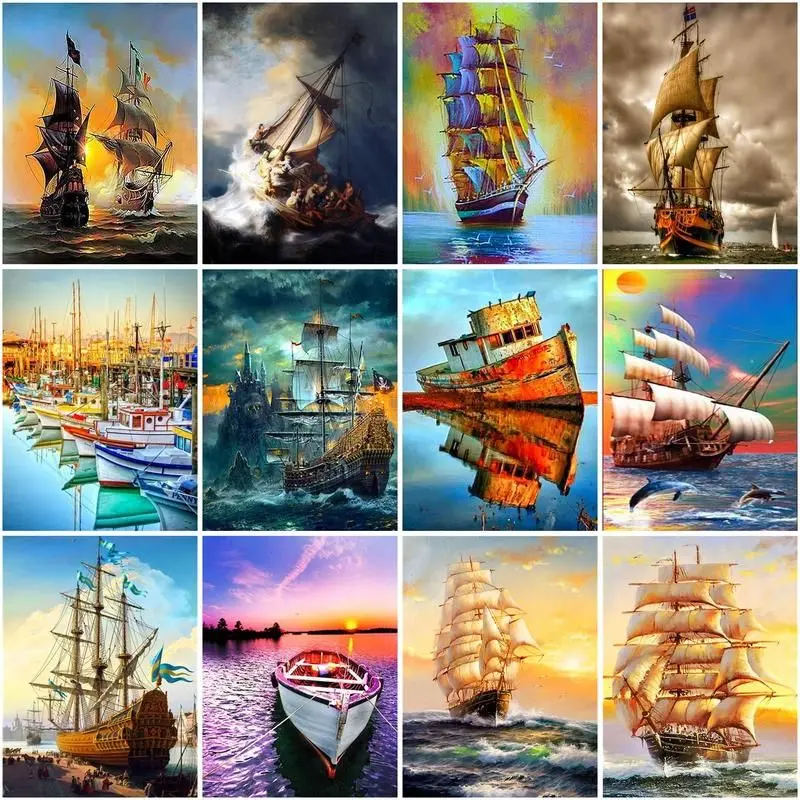 

Картина по номерам на холсте с парусной лодкой, 40x50 см